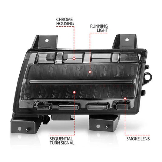 Anzo USA LED Parking Light with Sequential Turn Signal for 18-21 Jeep Wrangler JL 2-Door & Unlimited JL 4-Door Sport & Sport S