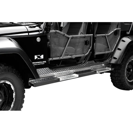 Warrior Products Rock Barz with Four Steps for 07-18 Jeep Wrangler Unlimited JK 4 Door