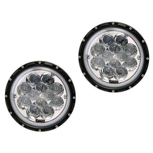 Quake LED QTE1024 Spider Eye Headlights with DRL Halo & RGB Accent Backlighting for Jeep Wrangler JK, TJ & CJ