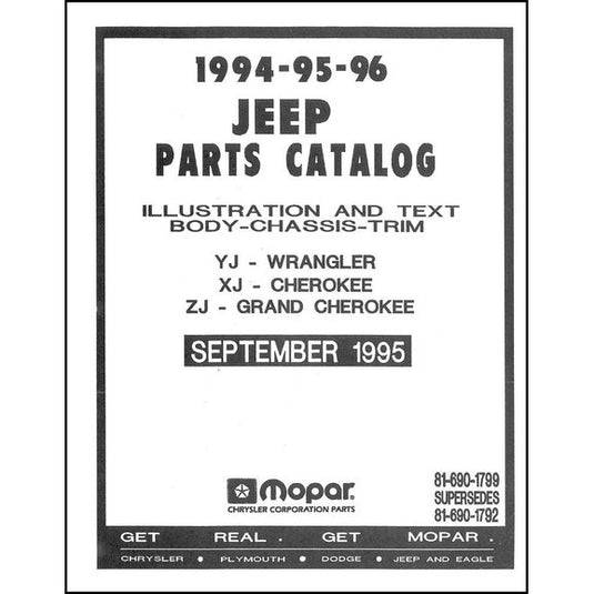 Bishko Automotive Literature Factory Authorized Parts Catalog for 74-96 Jeep Vehicles