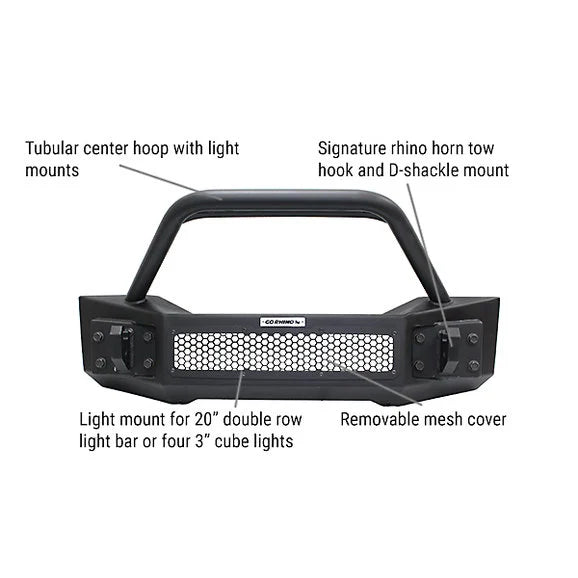 Load image into Gallery viewer, Go Rhino 331101T Rockline Front Bumper with Overrider Grille Guard for 07-23 Jeep Wrangler JL, JK &amp; Gladiator JT
