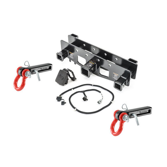 VersaHitch 2" Receiver Hitch with Wiring Kit, Jeep Logo Plug, 1.5" Receiver D-Ring Mounts & 3/4" D-Rings for 07-18 Jeep Wrangler JK