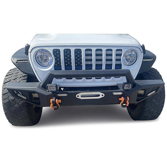 Black Horse Off Road AFB-WR19 Armour Front Bumper w/ Winch Slot for 18-24 Jeep Wrangler JL & Gladiator JT