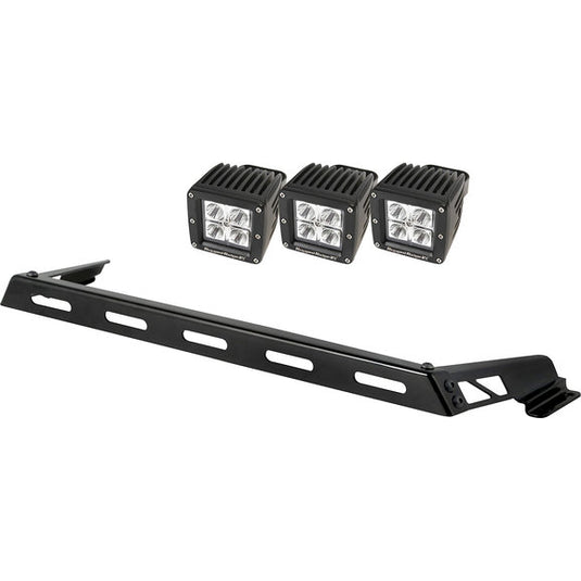 Rugged Ridge Hood Mount Light Bar Kit with Cube LED Lights for 07-18 Jeep Wrangler JK