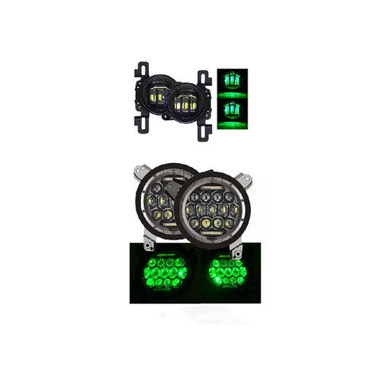 Quake LED QTE686 RGB LED Headlights with Fog Lights for 18-21 Jeep Wrangler JL & Gladiator JT