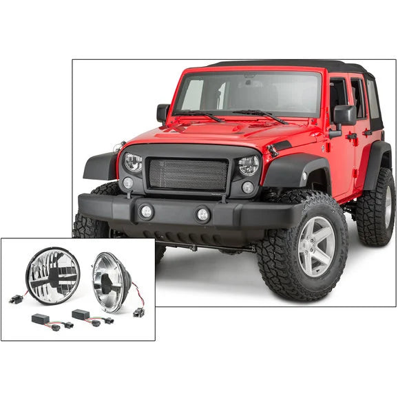 Load image into Gallery viewer, Rugged Ridge Spartan Grille System with Quadratec Stealth LED Headlights for 07-18 Jeep Wrangler JK
