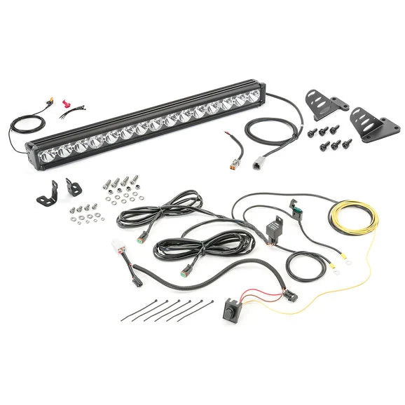 Load image into Gallery viewer, Quadratec J3 LED 28&quot; Light Bar with Hood Mount Brackets and Wiring for 97-06 Jeep Wrangler TJ &amp; Unlimited
