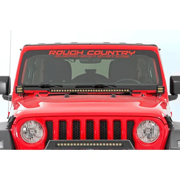 Load image into Gallery viewer, Rough Country 30in LED Light Bar with Hood Mount Kit for 18-24 Jeep Wrangler JL &amp; Gladiator JT
