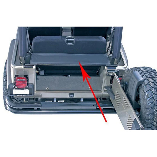 OMIX 13550.01 Tailgate Bar with Tonneau in Black Denim for 87-06 Jeep Wrangler YJ and TJ