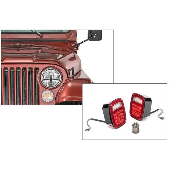 Quadratec Gen II LED Headlights & LED Tail Light Kit for 76-86 Jeep CJ-5 & CJ-7