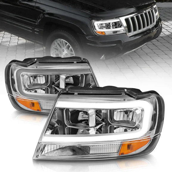 Load image into Gallery viewer, Anzo USA Crystal Plank Style Headlights for 99-04 Jeep Grand Cherokee WJ
