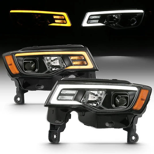 Anzo USA 111418 Projector Switchback LED Plank Style Headlights with for 17-22 Jeep Grand Cherokee WK