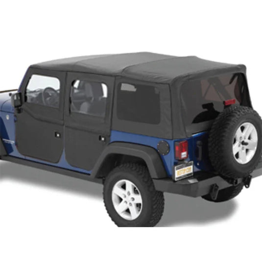 Bestop Supertop NX Soft Top with 2 Piece Soft Doors and Tinted Windows In Black Diamond for 07-18 Jeep Wrangler Unlimited JK 4 Door