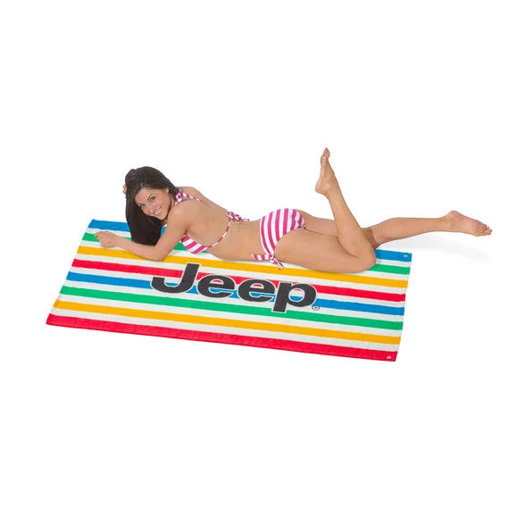 Load image into Gallery viewer, Insync Cabana Stripe Jeep Logo Beach Towel 2 Go
