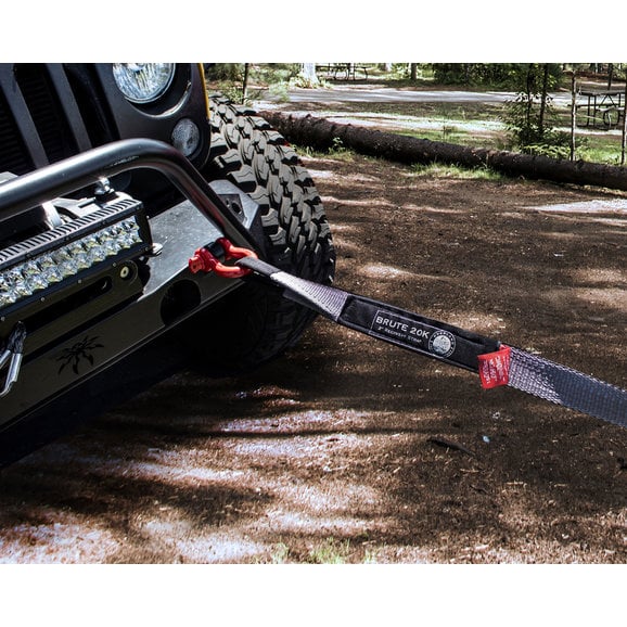 Load image into Gallery viewer, Overland Vehicle Systems Tow Strap in Gray with Black Ends &amp; Storage Bag
