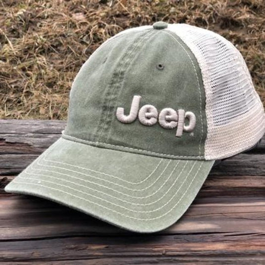 Jeep Merchandise Jeep Logo Garment Washed Trucker Hats