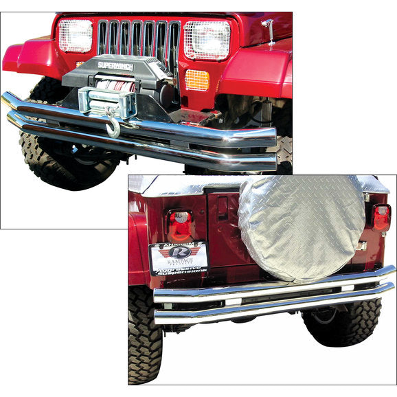 Rampage Products 8449 Front or Rear Double Tube Bumper without Hoop in Stainless Steel for 76-06 Jeep CJ-5, CJ-7, CJ-8 Scrambler, Wrangler YJ, TJ & Unlimited