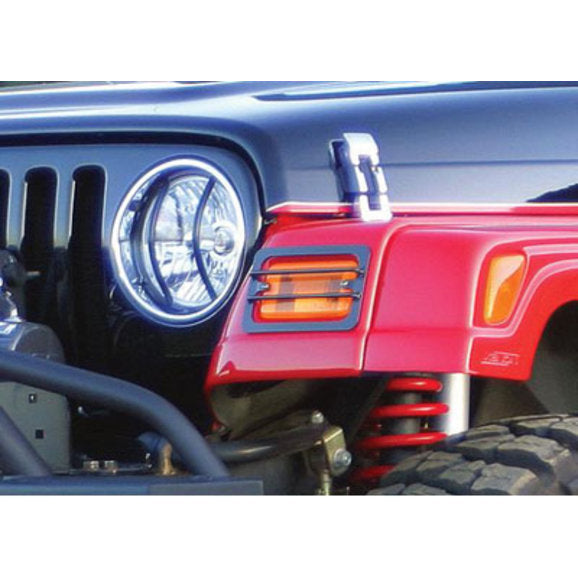 Rampage Products 5680 6-Piece Euro Front Light Cover Kit in Black for 97-06 Jeep Wrangler TJ & Unlimited