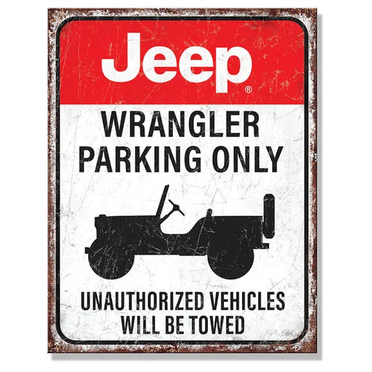 Jeep Merchandise Jeep Wrangler Parking Only Metal Sign- 12.5" x 16"