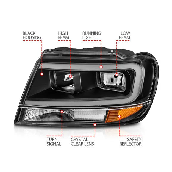 Load image into Gallery viewer, Anzo USA Crystal Plank Style Headlights for 99-04 Jeep Grand Cherokee WJ
