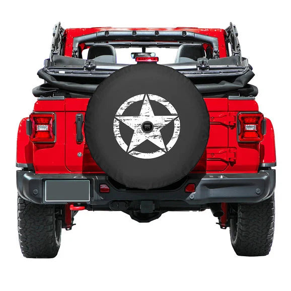 Load image into Gallery viewer, Boomerang Enterprises Distressed Star Logo Tire Cover for 18-20 Jeep Wrangler JL
