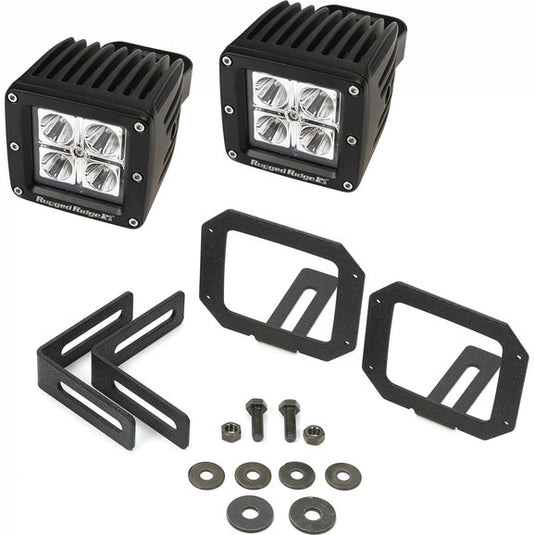 Rugged Ridge 11232.28 LED Square Fog Light Kit for 07-18 Jeep Wrangler JK