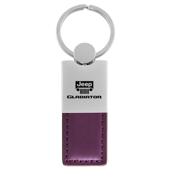 Load image into Gallery viewer, Automotive Gold Jeep Logo Gladiator Leather Duo Keychain
