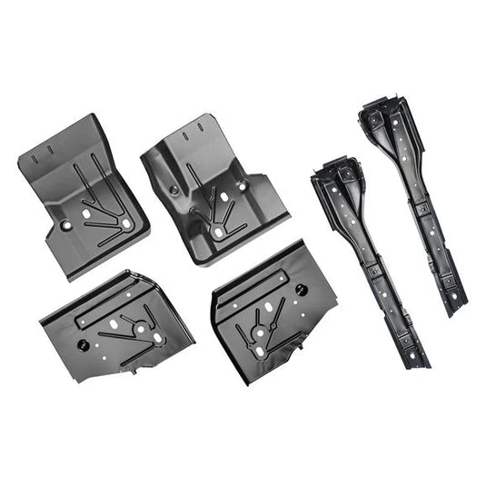 Key Parts 6pc Replacement Stamped Steel Floor Section Kit with Full Length Floor Supports for 97-06 Jeep Wrangler TJ