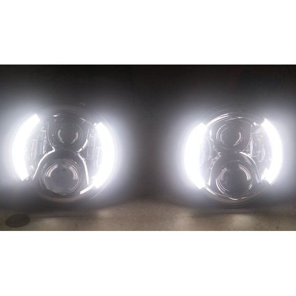 Load image into Gallery viewer, Quake LED Tempest Half Halo 7&quot; LED Headlight Kit for Jeep Wrangler JK, TJ &amp; CJ
