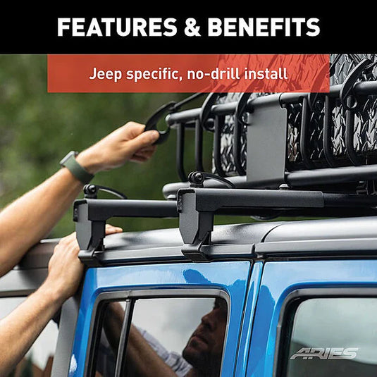 Aries 2070450 Roof Rack Crossbars for 07-18 Jeep Wrangler JK