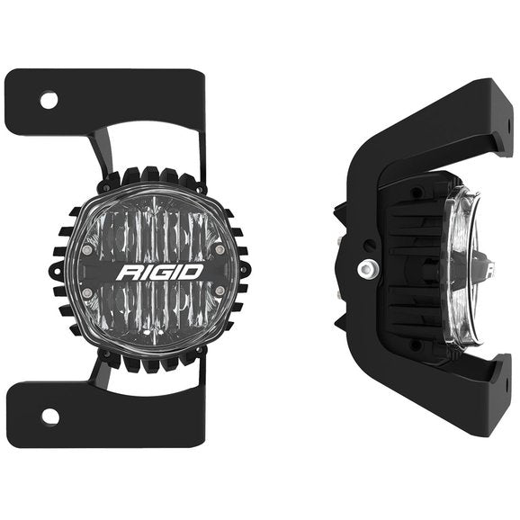 Load image into Gallery viewer, Rigid Industries SAE Round Fog Light &amp; Mount Kit for 18-20 Jeep Wrangler JL &amp; Gladiator JT Rubicon with 3-Piece Steel Bumper
