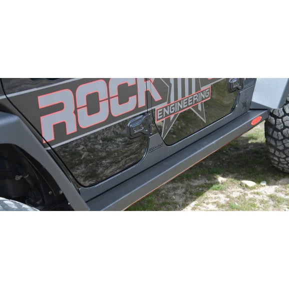 Load image into Gallery viewer, Rock Slide Engineering AX-SS-RG-JL4 Rocker Guard Pair for 18-21 Jeep Wrangler JL Unlimited with RSE Step Sliders
