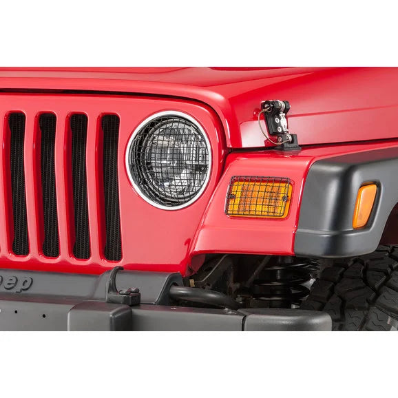 Load image into Gallery viewer, Rugged Ridge 11236.01 Black Mesh Light Guard Set for 97-06 Jeep Wrangler TJ &amp; Unlimited
