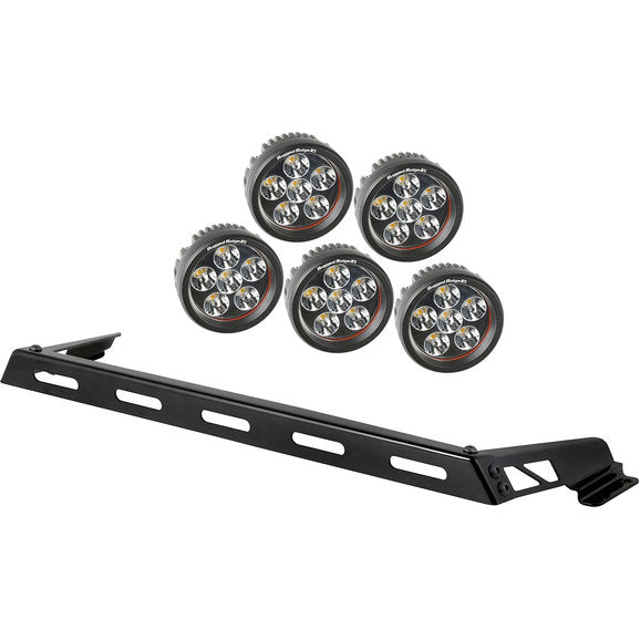 Rugged Ridge Hood Mount Light Bar Kit with Round LED Lights for 07-18 Jeep Wrangler JK