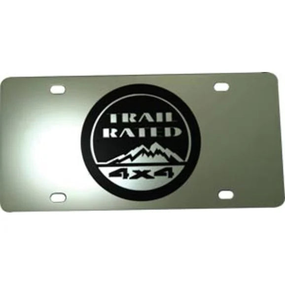 Eurosport Daytona 1445-1 Jeep Full-Height License Plate with Trail Rated 4x4 Logo on Polished Stainless Steel