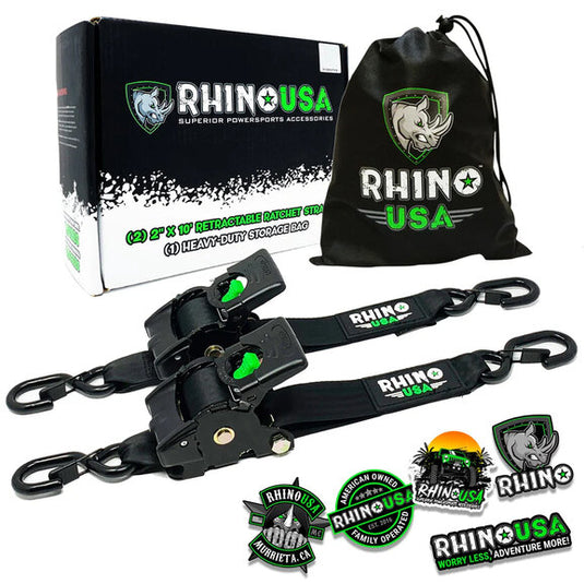 Rhino USA 2" x 10' Retractable Ratchet Straps