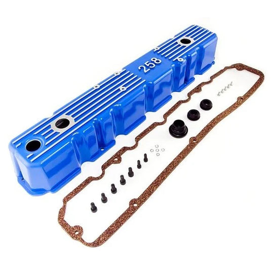 OMIX 17401.11 Aluminum Valve Cover in Blue for 81-87 CJ Series & Wrangler YJ with 4.2L 258c.i.