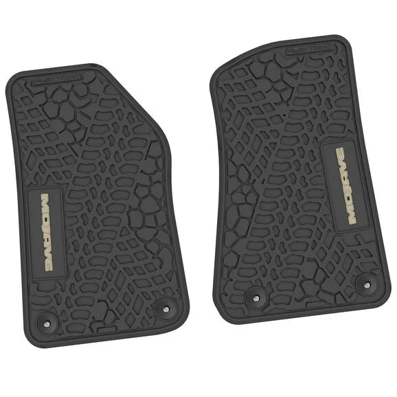 Load image into Gallery viewer, FlexTread Tire Tread/Scorched Earth Scene Front Floor Liners with MOJAVE Logo for 18-24 Jeep Wrangler JL &amp; Gladiator JT
