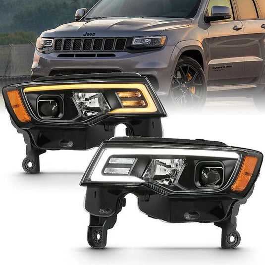 Anzo USA 111418 Projector Switchback LED Plank Style Headlights with for 17-22 Jeep Grand Cherokee WK