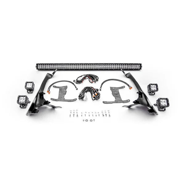 Load image into Gallery viewer, ZROADZ Z374831-KIT4 Roof Level Mounting Kit with a 50&quot; LED Light Bar &amp; (4) 3&quot; LED Pods for 18-21 Jeep Wrangler JL &amp; Gladiator JT
