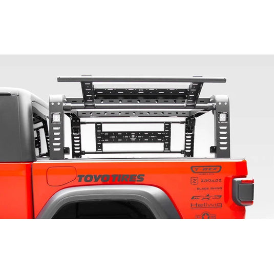 ZROADZ Z834101 Overland Access Rack With Side Gates & (4) 3 Inch ZROADZ LED Pod Lights for 20-21 Jeep Gladiator JT