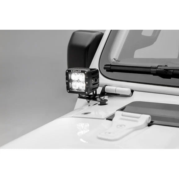 Load image into Gallery viewer, ZROADZ Z364941-KIT2 A Pillar Lower LED Light Mounts with (2) 3&quot; Pod LED Lights for 18-21 Jeep Wrangler JL &amp; Gladiator JT
