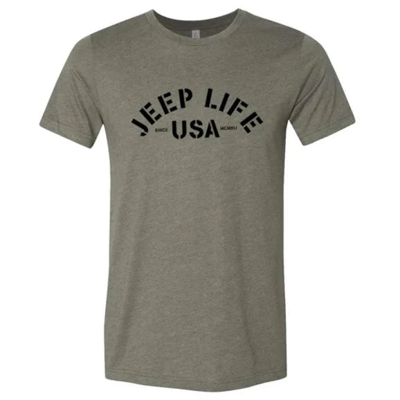 Jeep Merchandise Men's Jeep Life USA T-Shirt in Heather Military Green