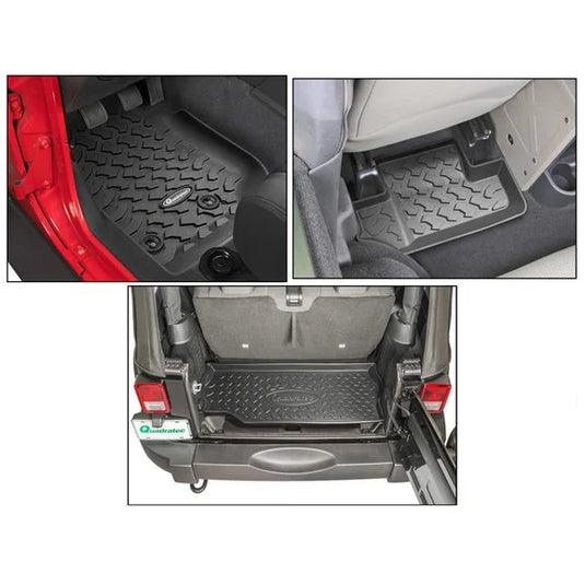 Quadratec Ultimate All Weather Floor Liner Triple Combo with Behind the Seat Cargo Liner for 07-18 Jeep Wrangler JK 2 Door