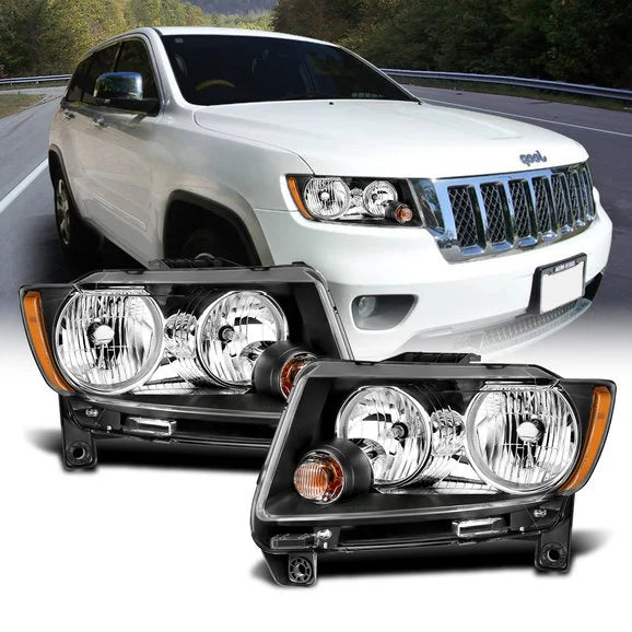 Anzo USA 111432 Crystal Halogen Headlight-Pair w/Black Housing for 11-13 Grand Cherokee WK