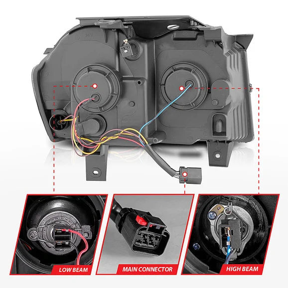 Load image into Gallery viewer, Anzo USA Projector Switchback Plank Style Headlights for 05-07 Grand Cherokee WK
