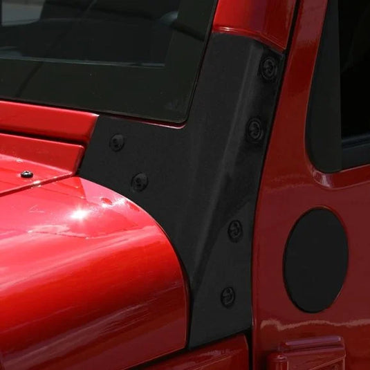 Rugged Ridge 11209.03 Replacement Windshield Hinge Brackets in Black Powder Coat for 07-18 Jeep Wrangler JK