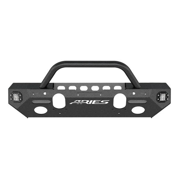 Load image into Gallery viewer, Aries 2082094 TrailChaser Aluminum Front Bumper with Grille Guard &amp; LED Corners for 18-24 Jeep Wrangler JL Unlimited &amp; Gladiator JT
