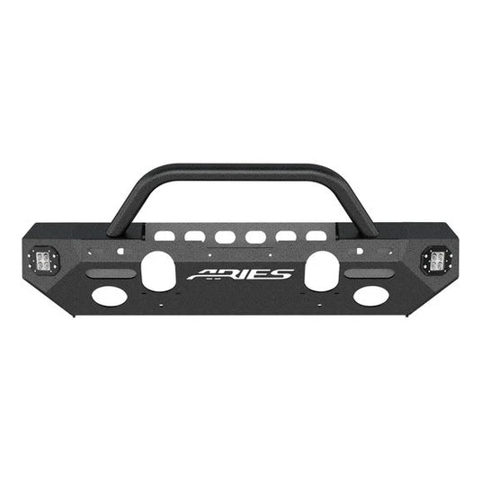 Aries 2082094 TrailChaser Aluminum Front Bumper with Grille Guard & LED Corners for 18-24 Jeep Wrangler JL Unlimited & Gladiator JT