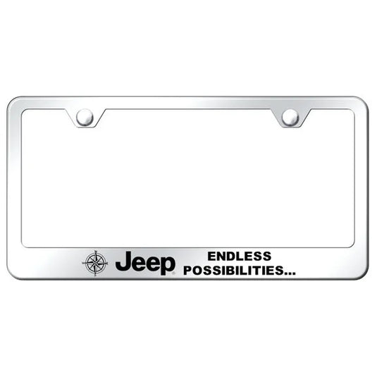 Automotive Gold Laser Etched Stainless Jeep Endless Possibilities License Plate Frame